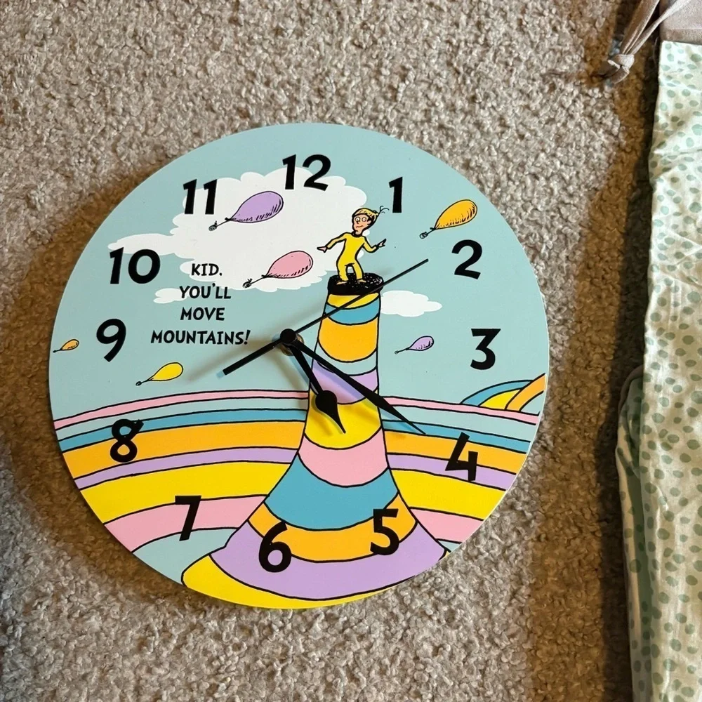 Dr. Seuss Oh the Places You’ll Go Trend Lab Diaper Holder Storage & Wall Clock